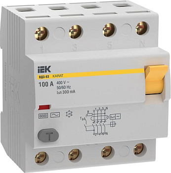 IEK KARAT УЗО KARAT ВД3-63 4P 100А 300мА 6кА тип AC