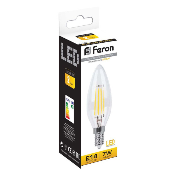 Лампа светодиодная Feron LB-66 Свеча E14 7W 230V 2700K