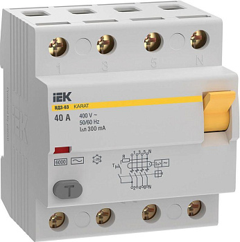 IEK KARAT УЗО KARAT ВД3-63 4P 40А 300мА 6кА тип AC