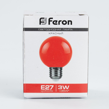 Лампа светодиодная Feron LB-371 Шар E27 3W 230V красный