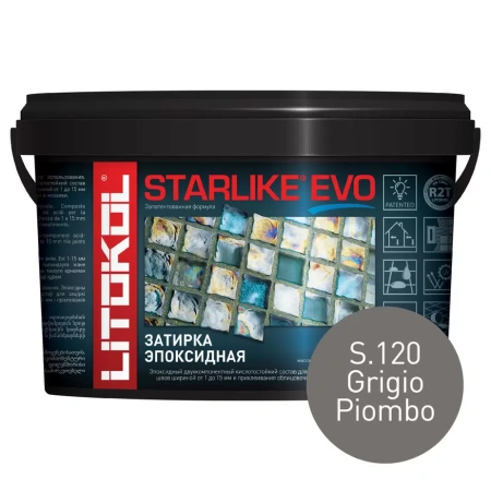 Затирка эпоксидная Litokol Starlike EVO S.120 свинцово-серый 5 кг L0485160004