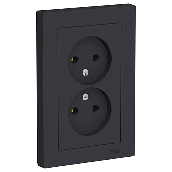 Systeme Electric AtlasDesign Карбон Розетка б/з двойная, 16А, в сборе