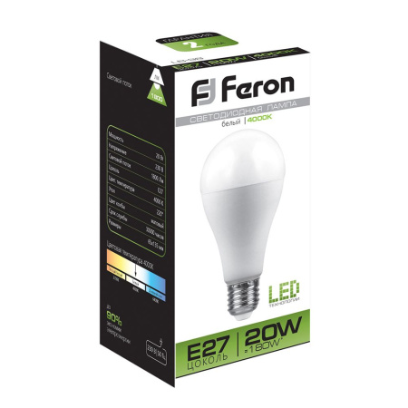 Лампа светодиодная Feron LB-98 Шар E27 20W 175-265V 4000K
