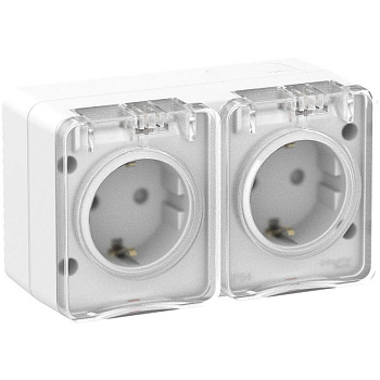 Systeme Electric AtlasDesign Profi54 Наруж Белый Розетка 2-ая с/з со шт., 16А 250B IP54