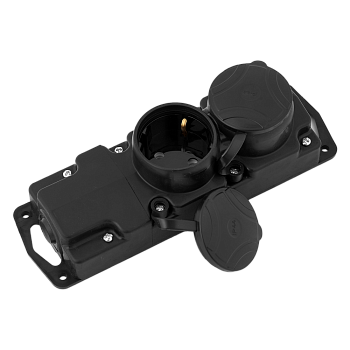 Беларусь Розетка двойная переносная каучук с защитными крышками 2P+E 1х16А IP44