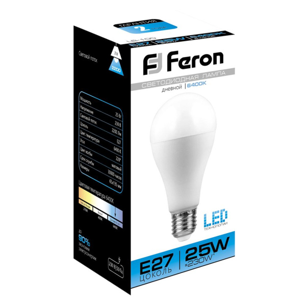 Лампа светодиодная Feron LB-100 Шар E27 25W 175-265V 6400K