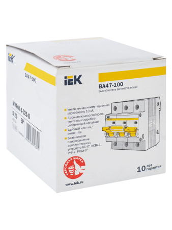 IEK KARAT Автоматический выключатель ВА47-100 3Р 25А 10кА х-ка D