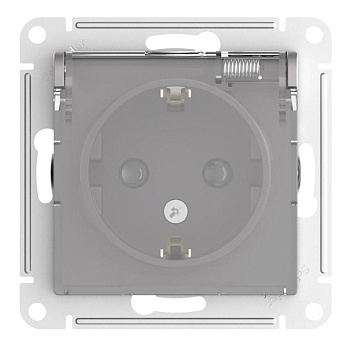 Systeme Electric AtlasDesign Aqua Алюминий Розетка с/з со шторками с прозрач. крышк, 16А,IP44, мех