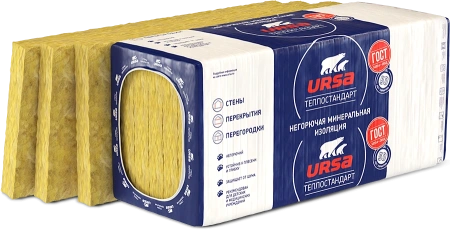 Утеплитель URSA GEO Теплостандарт Плита 1230х610х100 мм (4,5 м2 / 0,45 м3) (48)