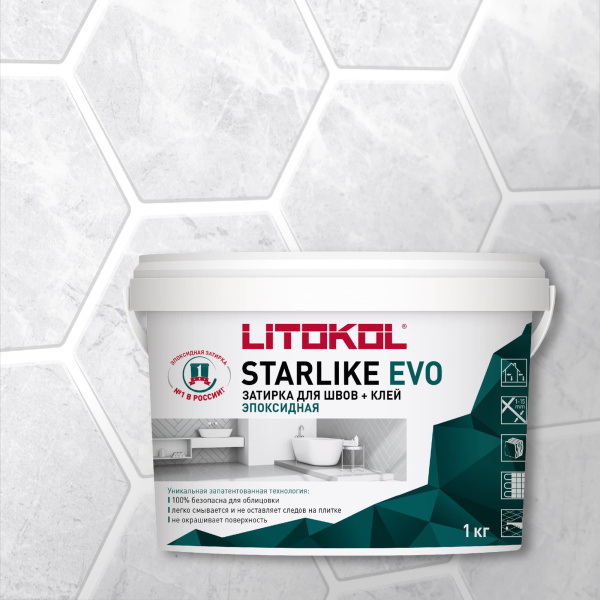 Затирка эпоксидная Litokol Starlike EVO S.100 абсолютно белый 1 кг L0485110002