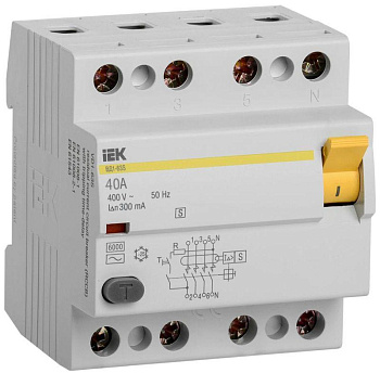 IEK KARAT Выключатель дифференциальный ВД1-63S 4Р 40А 300мА