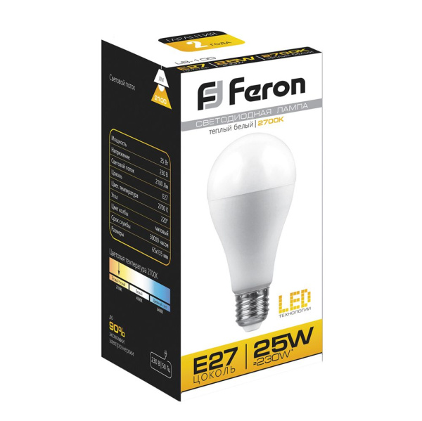 Лампа светодиодная Feron LB-100 Шар E27 25W 175-265V 2700K