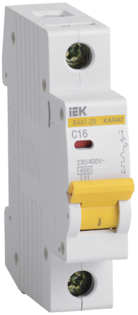 IEK KARAT Автоматический выключатель ВА47-29 1Р 16А 4,5кА х-ка С