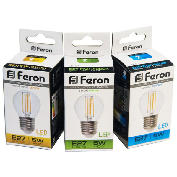 Лампа светодиодная Feron LB-61 Шарик E27 5W 230V 2700K